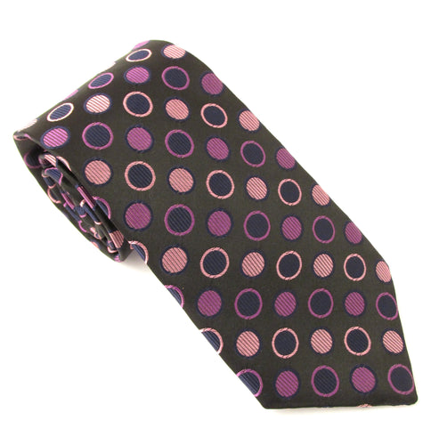 Limited Edition Black Ringed Circle Silk Tie by Van Buck 