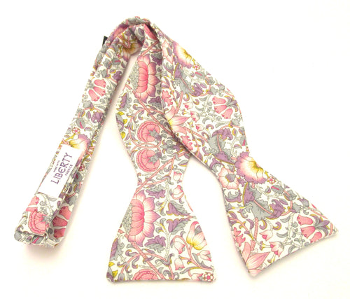 Lodden Pink Self Tie Bow Tie Made with Liberty Fabric