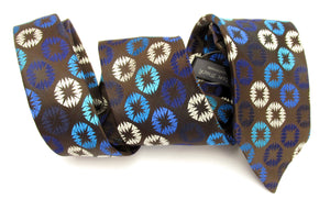 Limited Edition Brown Geometric Silk Tie by Van Buck