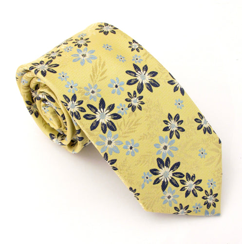 Yellow & Blue Floral Tie by Van Buck
