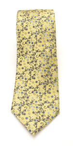 Lemon Yellow Neat Floral Tie by Van Buck