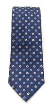 Navy Flower Patterned Tie by Van Buck