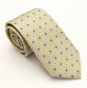 Beige Flower Patterned Tie by Van Buck