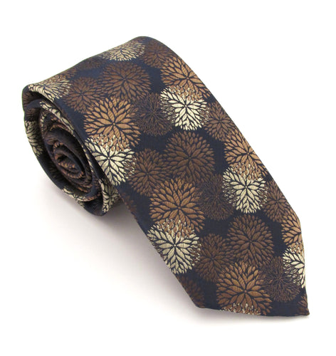 Brown Geometric Patterned Tie by Van Buck 