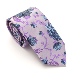 Lilac Large Floral Patterned Tie by Van Buck