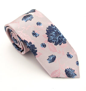 Pink Large Floral Patterned Tie by Van Buck