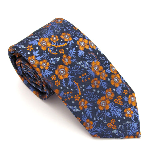 Orange Floral Patterned Tie by Van Buck