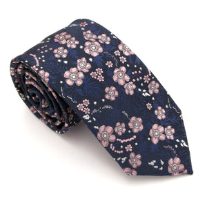 Pink Floral Patterned Tie by Van Buck