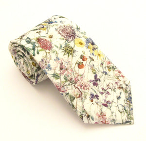 BOYS Wild Flowers Ivory Cotton Boys Tie Made with Liberty Fabric