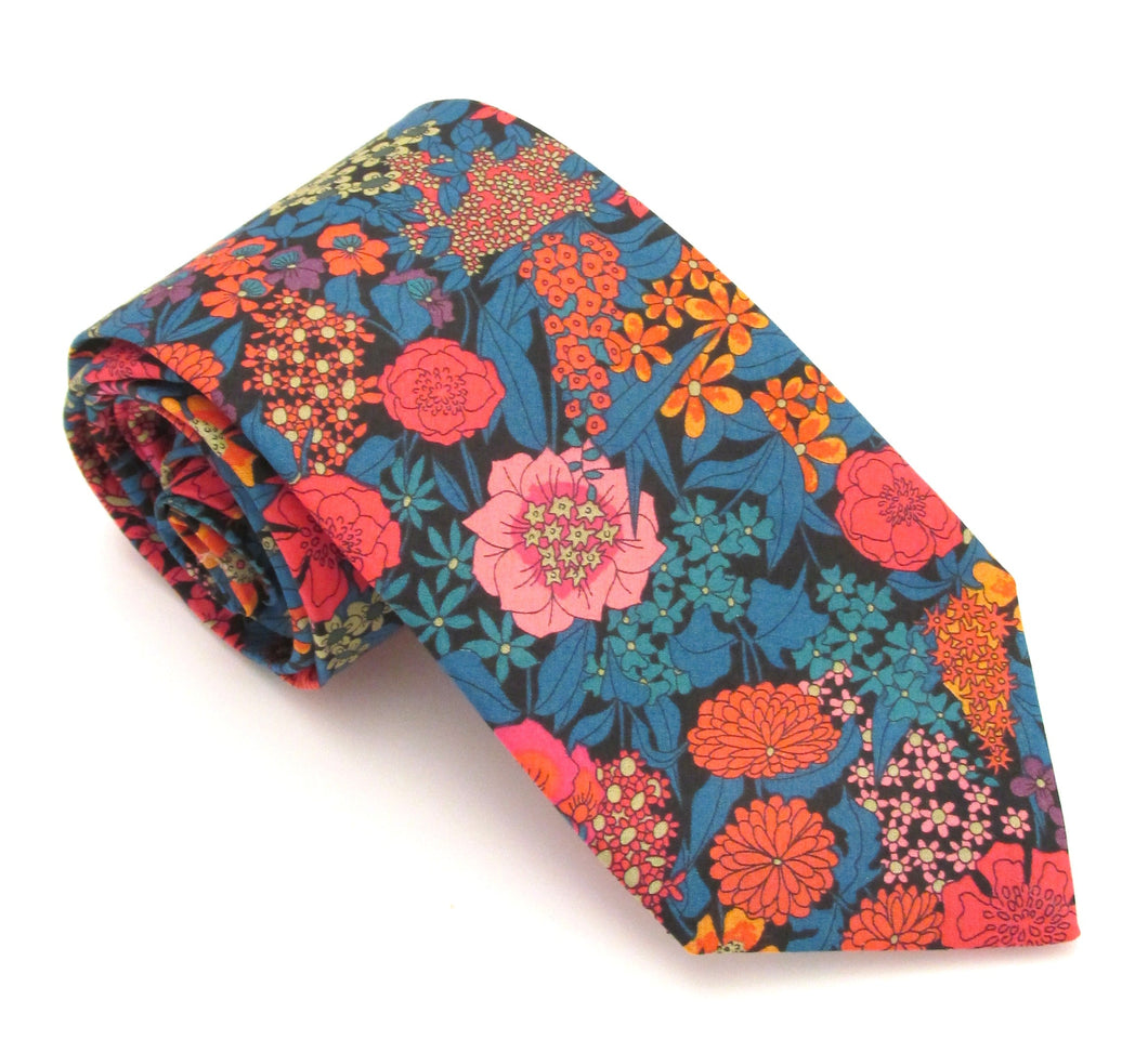 Boys Ciara Orange Cotton Tie Made with Liberty Fabric 