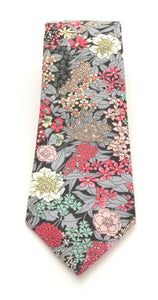 Ciara Grey Cotton Tie Made with Liberty Fabric