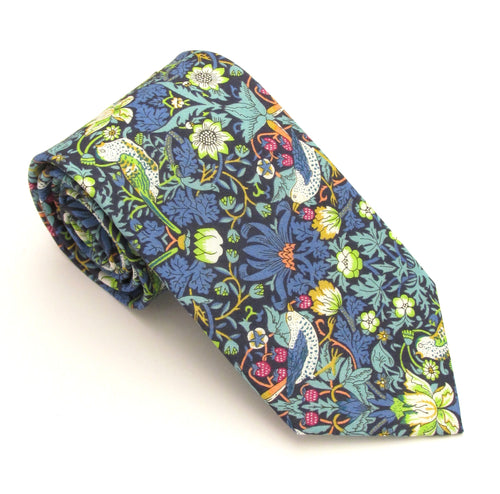 Strawberry Thief Green Cotton Tie Made with Liberty Fabric 