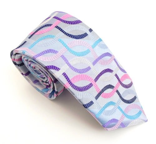 Van Buck Limited Edition Exclusive Silver Linked Stripe Silk Tie
