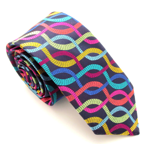 Van Buck Limited Edition Exclusive Bright Linked Stripe Silk Tie