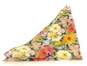 Melody Blooms Cotton Pocket Square Made with Liberty Fabric 