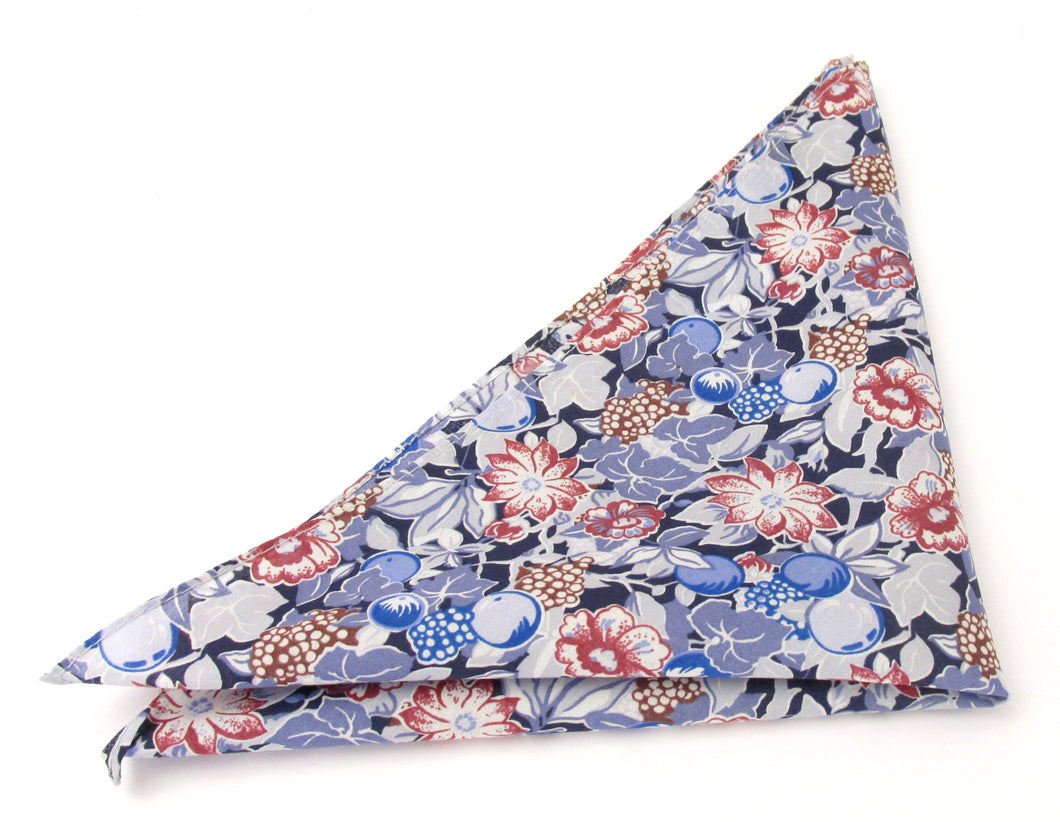 Bordeaux Cotton Pocket Square Made with Liberty Fabric 