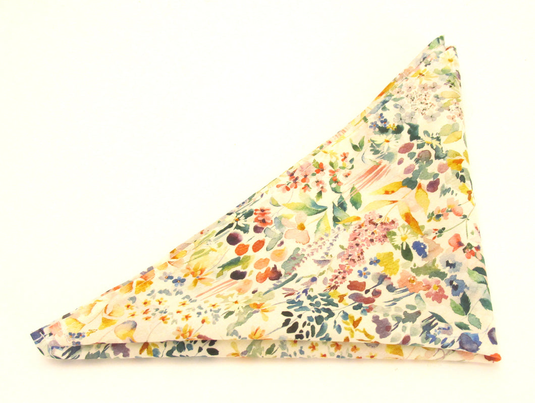 Felda Multicoloured Cotton Pocket Square Made with Liberty Fabric 