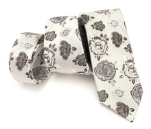 Limited Edition Silver Grey Floral Silk Tie by Van Buck