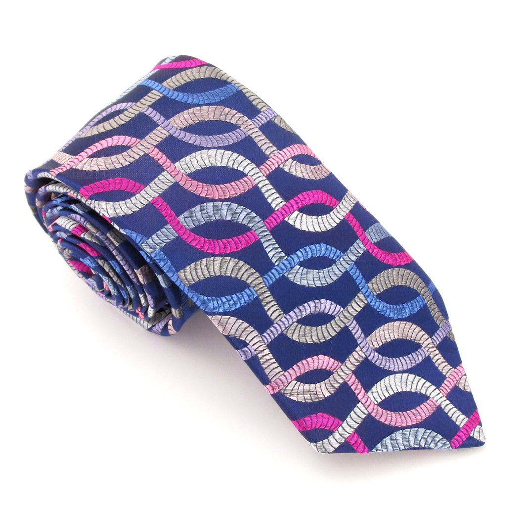 Van Buck Limited Edition Exclusive Pink Linked Stripe Silk Tie 