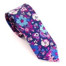 Limited Edition Navy & Pink Flowers Silk Tie