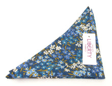 Sea Blossom Blue Cotton Pocket Square Made with Liberty Fabric