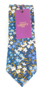 Sea Blossom Blue Cotton Tie Made with Liberty Fabric