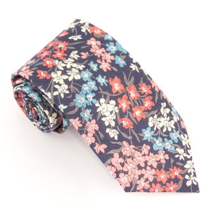 Sea Blossom Pink Cotton Tie Made with Liberty Fabric 
