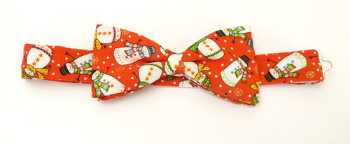 Red Snowman in a Snowstorm Christmas Bow Tie by Van Buck 