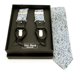 Strawberry Thief Tie & Trouser Braces Set Made with Liberty Fabric