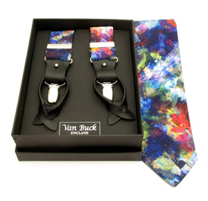 Brushstroke Paint Tie & Trouser Braces Gift Set by Van Buck