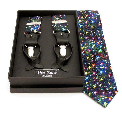 Tiny Stars Party Tie & Trouser Braces by Van Buck
