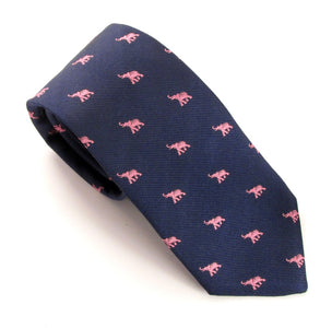 Pink Elephant Motif Silk Tie by Van Buck