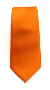Slim Burnt Orange Satin Wedding Tie By Van Buck