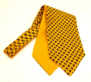 Gold Neat Teardrop Silk Cravat by Van Buck 