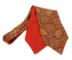 Burgundy Red Large Paisley Fancy Silk Cravat by Van Buck 