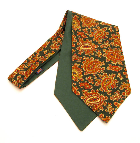 Green Large Paisley Fancy Silk Cravat by Van Buck