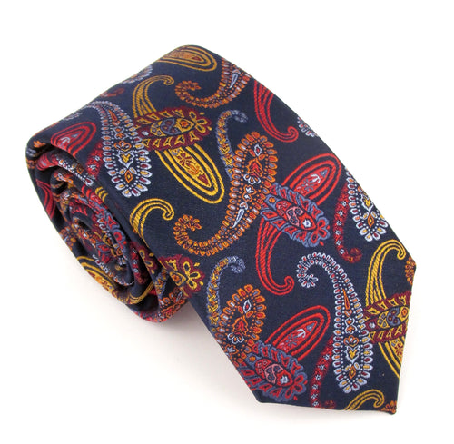 Red & Gold Large Paisley Red Label Silk Tie by Van Buck
