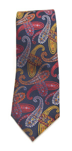 Red & Gold Large Paisley Red Label Silk Tie by Van Buck