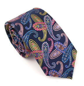 Pink & Blue Large Paisley Red Label Silk Tie by Van Buck 