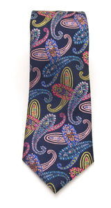 Pink & Blue Large Paisley Red Label Silk Tie by Van Buck