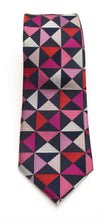 Cerise Pink Geometric Red Label Silk Tie by Van Buck