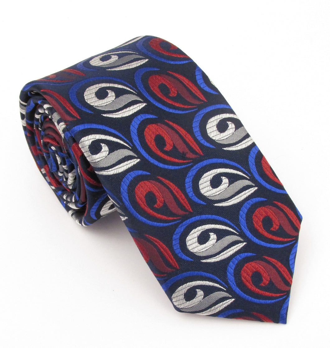 Blue Abstract Paisley Red Label Silk Tie by Van Buck