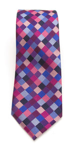 Pink & Blue Square Red Label Silk Tie by Van Buck