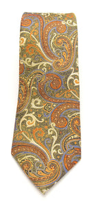 Gold & Orange Paisley London Silk Tie by Van Buck