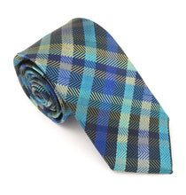 Teal & Blue Check Red Label Silk Tie by Van Buck