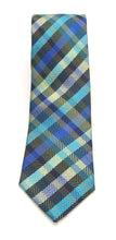 Teal & Blue Check Red Label Silk Tie by Van Buck