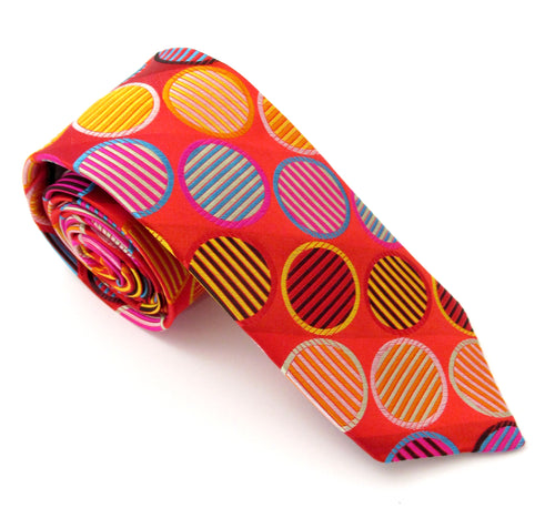 Van Buck Limited Edition Multicoloured Red Circle Silk Tie