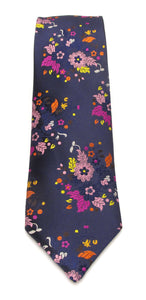 Van Buck Limited Edition Navy Detailed Floral Silk Tie