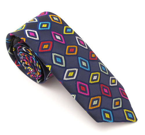 Van Buck Limited Edition Navy Diamond Silk Tie 