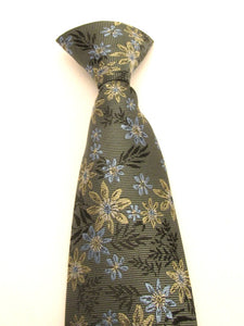 Grey Floral Clip On Tie by Van Buck